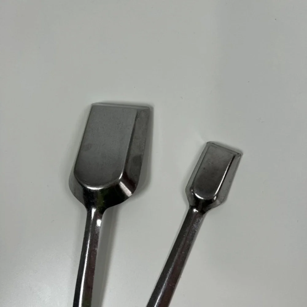 VTG Long Handle Shovel Style Stainless Measuring Spoon Set of 2 Japan‎ MCM 1950s